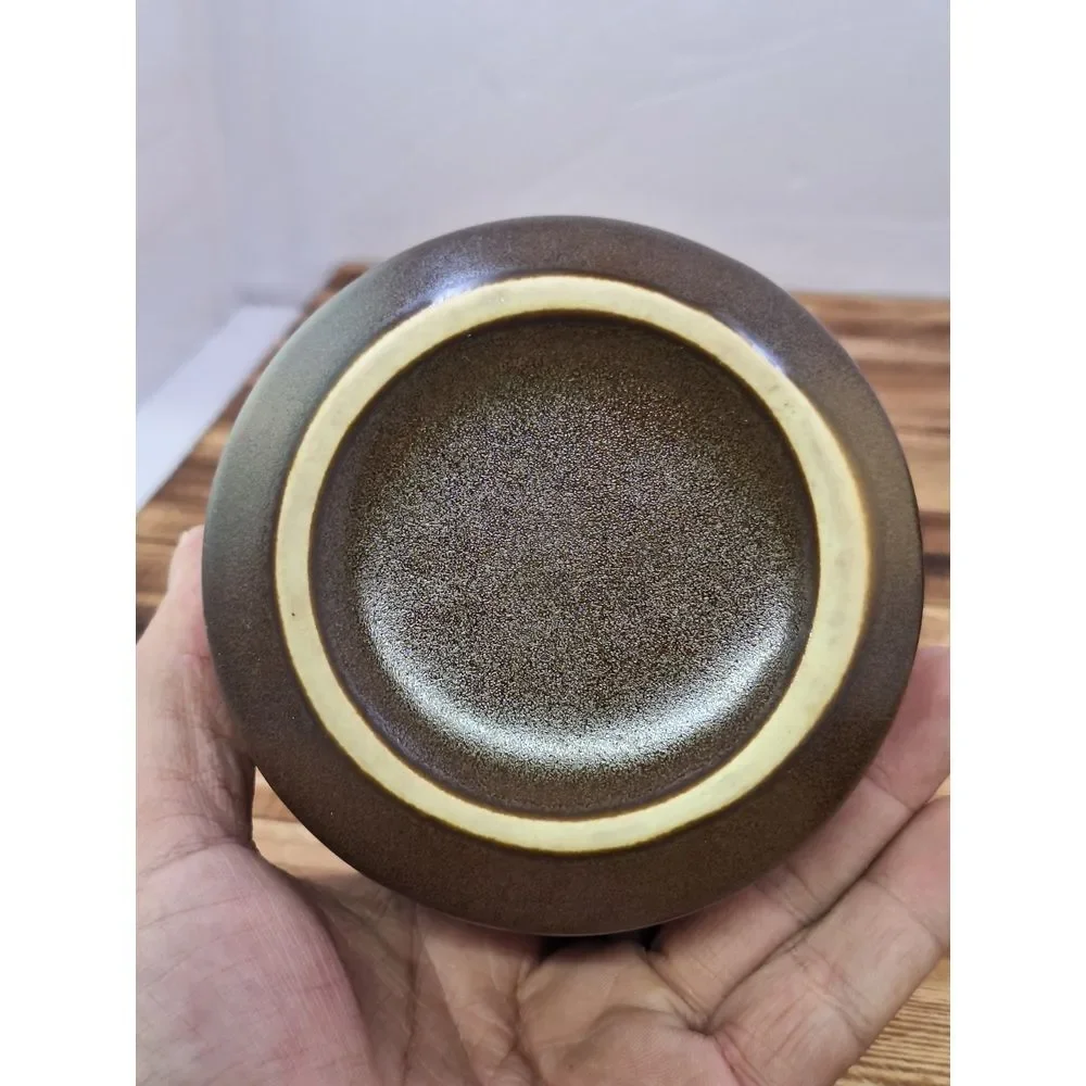 Vintage Three Tone Brown Stoneware‎ Covered Sugar and Creamer Set
